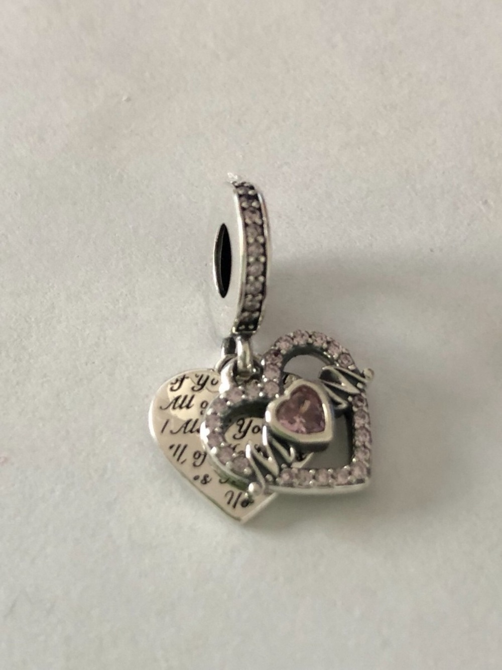 Pandora Charm: MOM Heart Charm Pendant with Crystal Accent - Women Jewelry